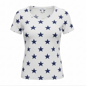 NWT Ladies Old Navy White T-shirt with Navy Blue Stars, American Flag Inspired
